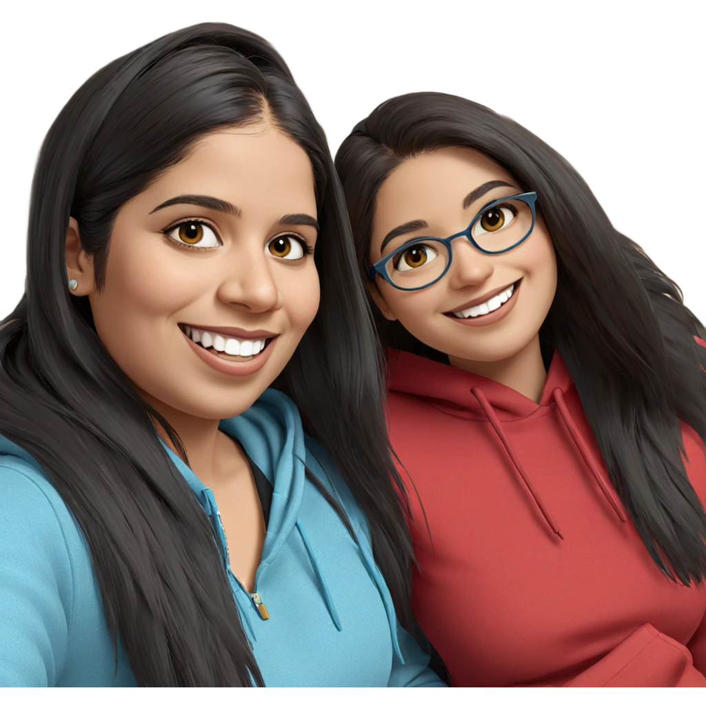 smiling girls in stylish hoodies emoji