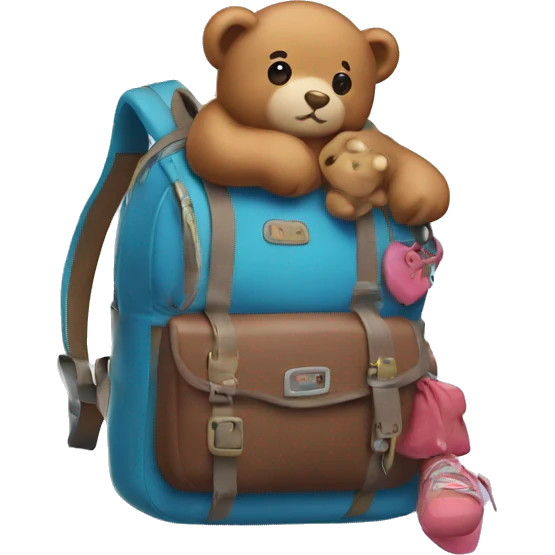 Backpack with bear doll charms emoji