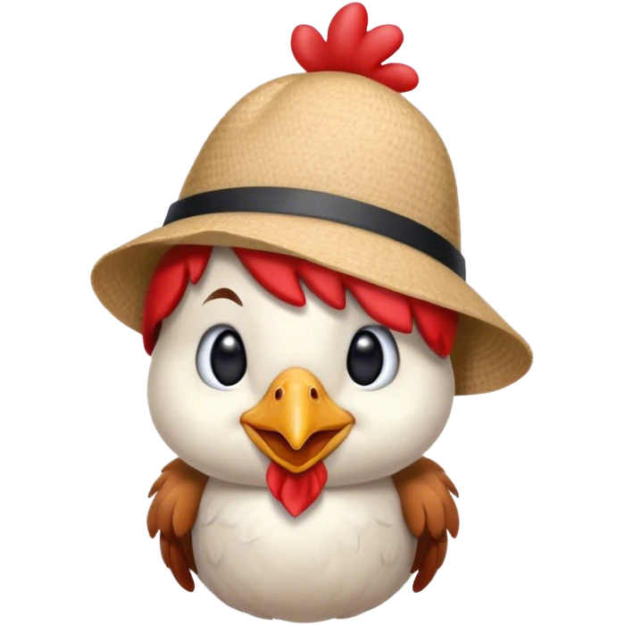 chicken in hat and earings emoji