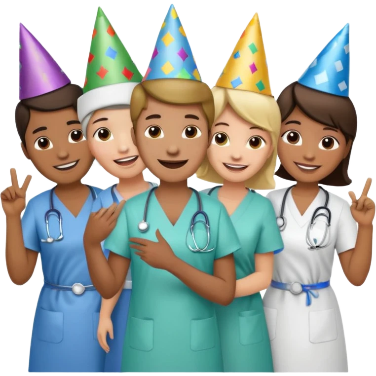 Create Happy & celebrating team faces for a hospital emoji