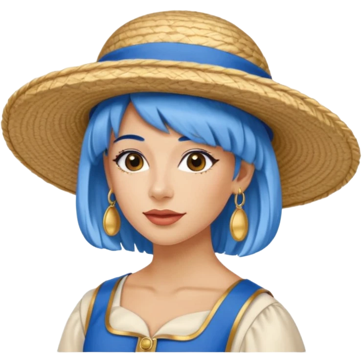 venice gondolier woman fat earring wearing blue hair emoji