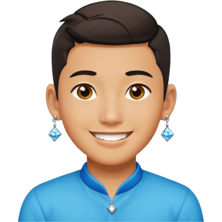 zesty gay chinese boy with diamond stud earings emoji