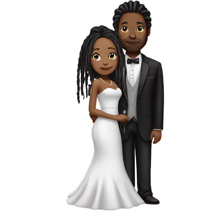 Pink wedding black couple with dreads emoji