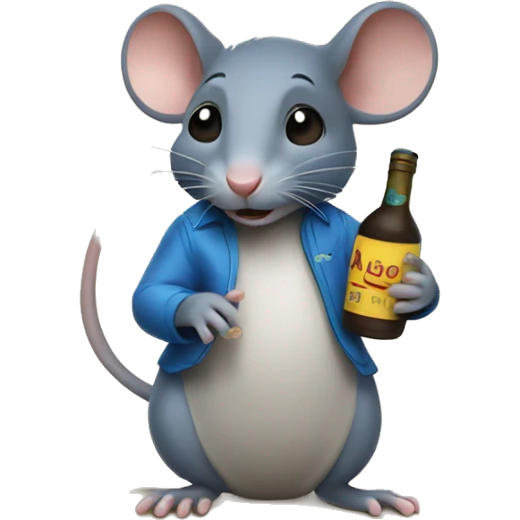 Rat holding a bottle of casa azul emoji