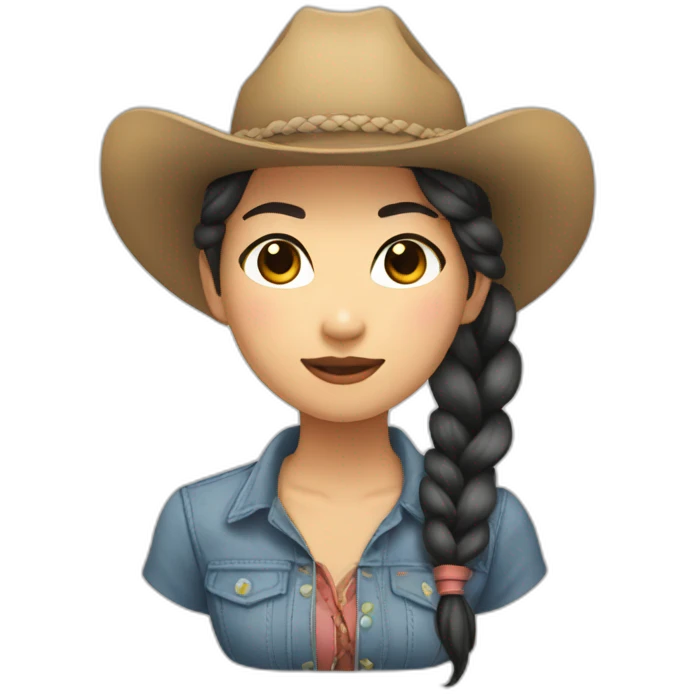 cowgirl asian braided hair emoji