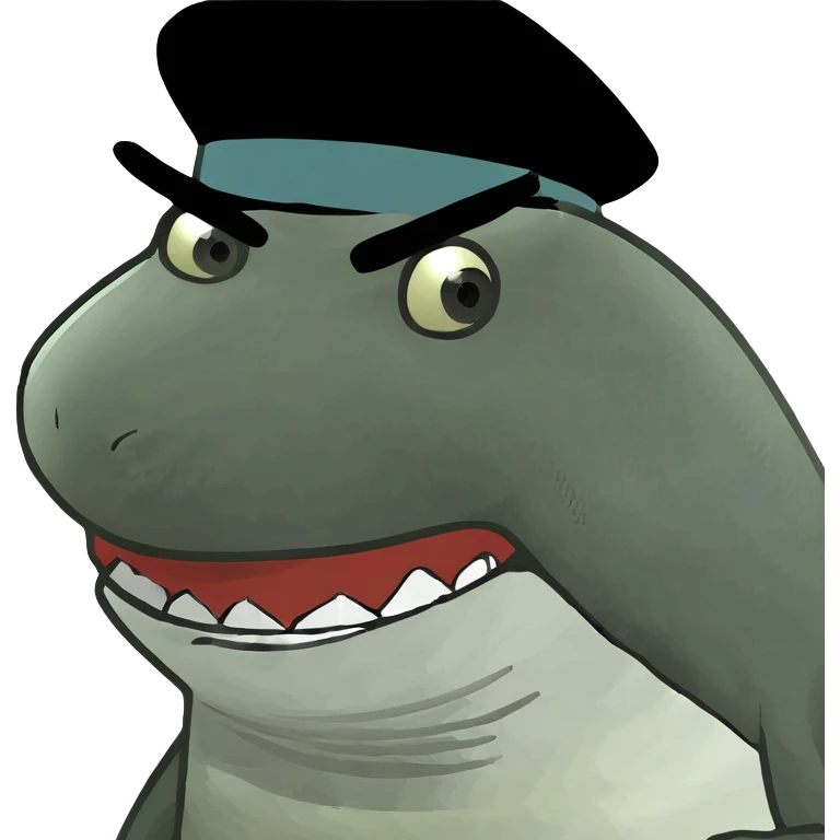 Shark with a top hat emoji