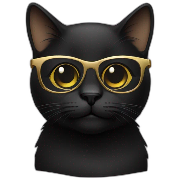 Black-cat-with-gold-framed-glasses emoji