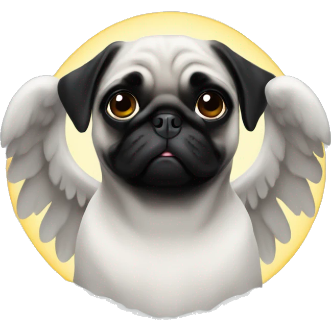 Black colored pug angel  emoji