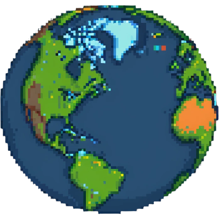 Pixel art Earth globe emoji
