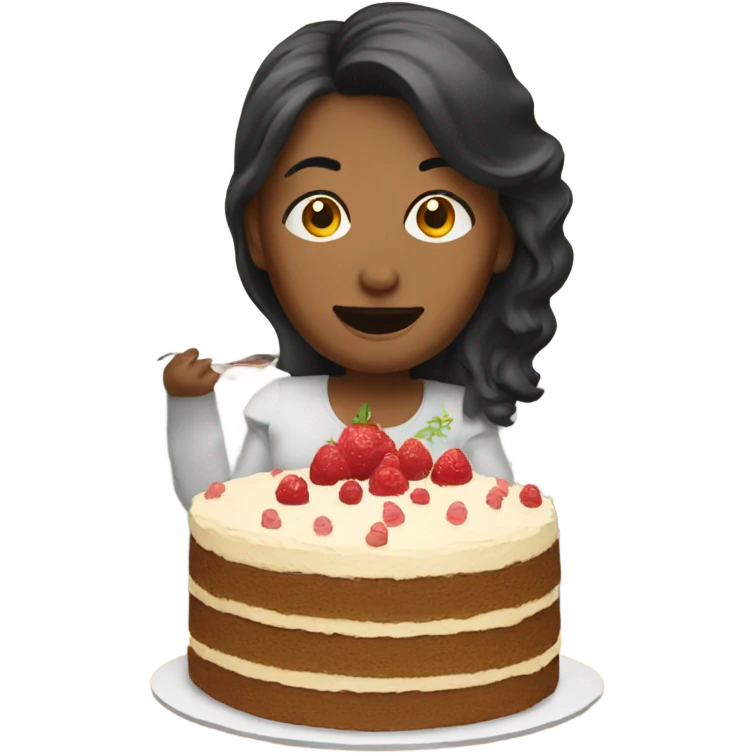 Women eating  3 layer cake emoji