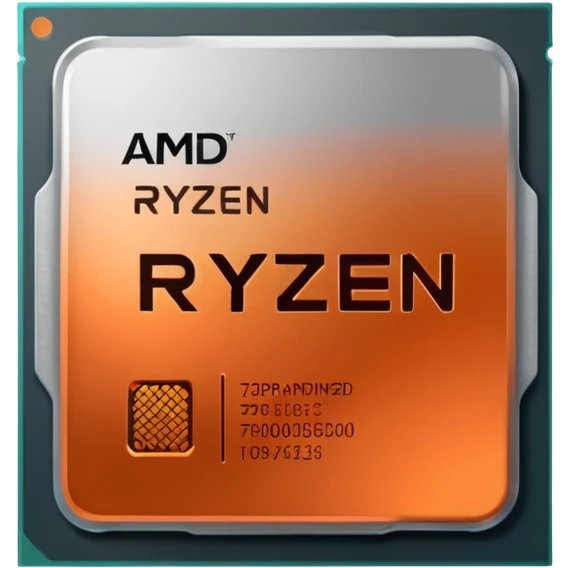 simplified processor with subtle AMD branding, AMD Ryzen 7000 CPU emoji