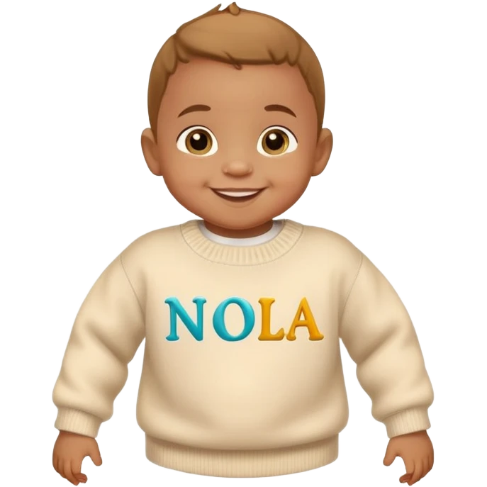 baby with a jumper with the word NOLA on emoji