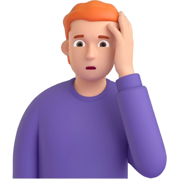 man making a mistake, looking confused, scratching head emoji