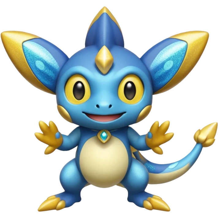 Elemental shimmering lucky charming smiling cute Croagunk-Jirachi-Dragalge-Hawlucha-Pokémon-Fakémon-hybrid-creature emoji