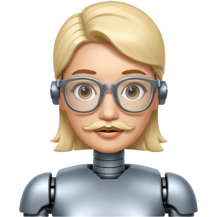 robotic woman with glasses mustache  emoji