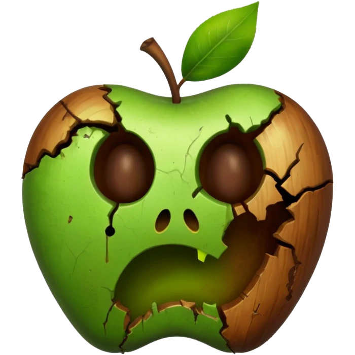 A rotten apple emoji resembling the apple inc logo. No face. emoji