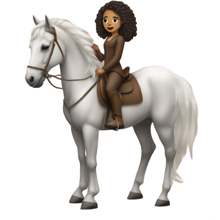 A lightskin girl on a horse emoji
