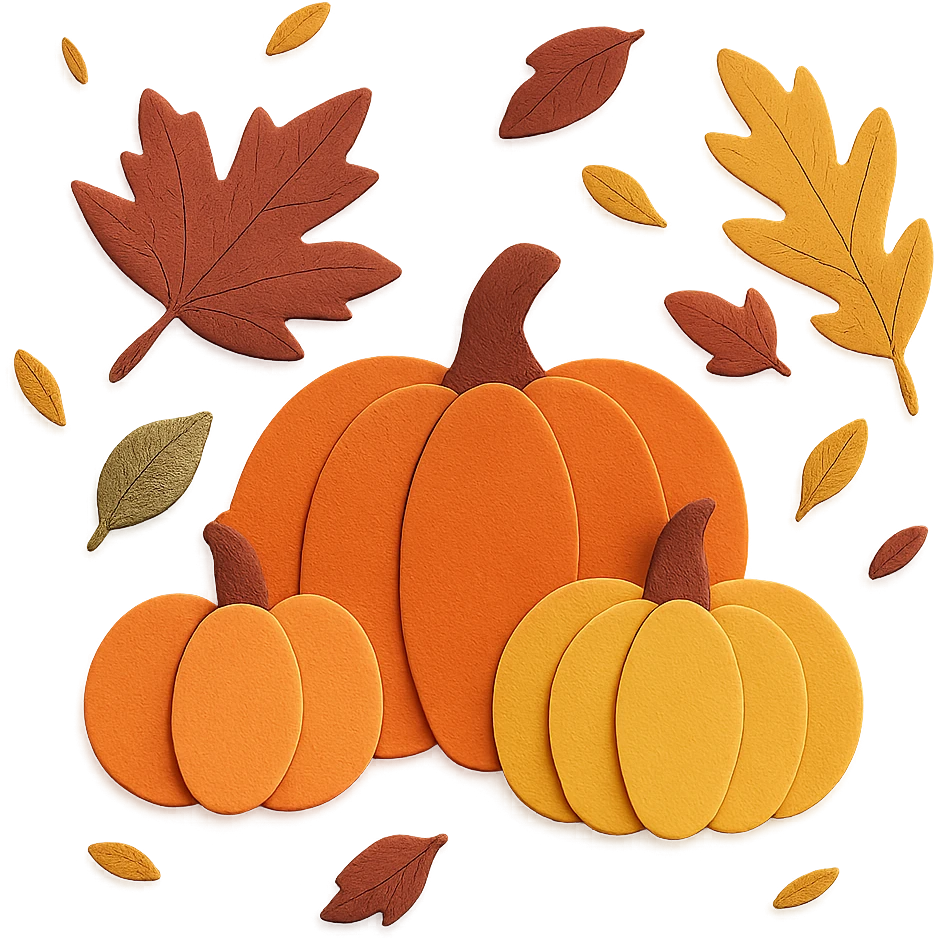 Add falling leaves to the paper craft style fall scene in the square, keeping the layered look emoji