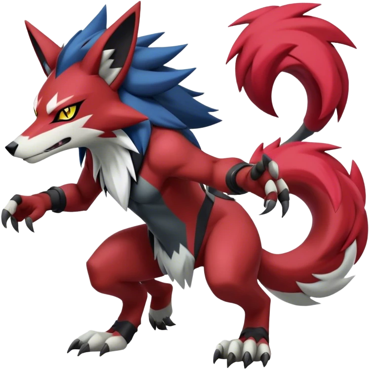  Cool Edgy Godly Digimon-Zoroark-Zeraora-Lycanroc-hybrid full body emoji