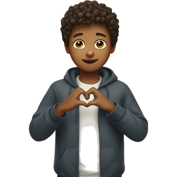 a boy making a heart with his fingers emoji