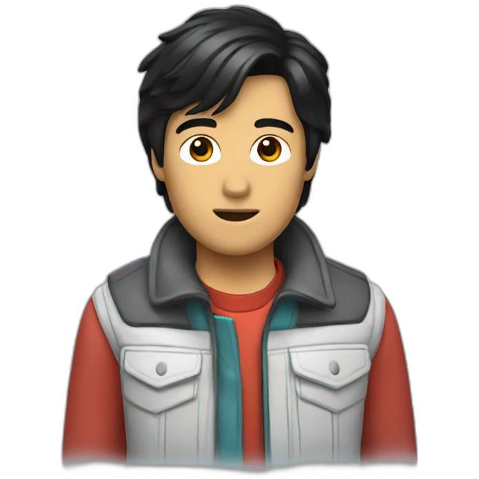 Marty McFly with black hair emoji