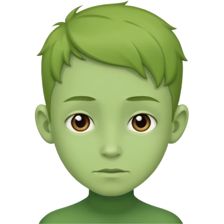  a green boy with a boring face emoji