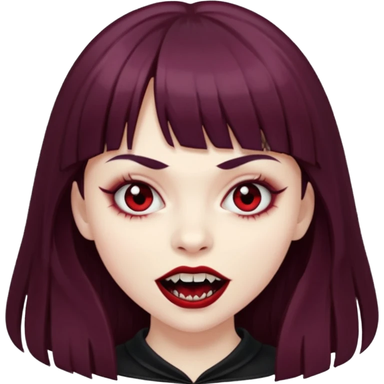 eu quero uma menina de franja e cabelo comprido cabelo castanho parecendo uma vampira emoji