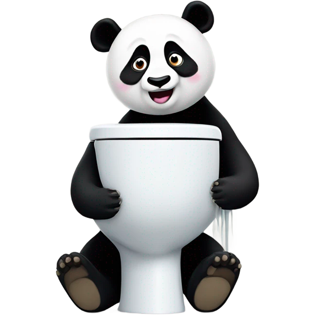 A panda watching tik tok on a toilet emoji