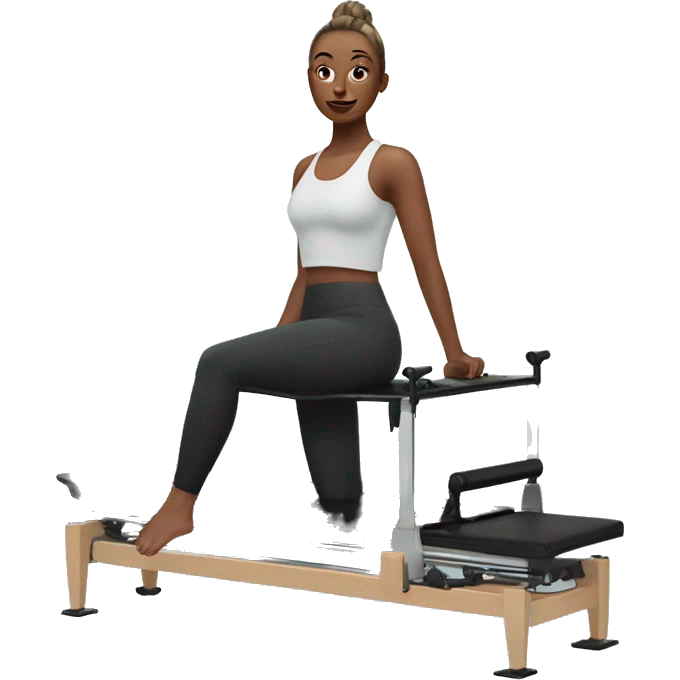 Girl on a Pilates reformer machine, wearing leggings and a top






 emoji