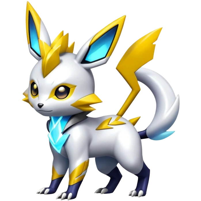 Shiny Futuristic Colorful Pichu-Raichu-Renamon-Zeraora-hybrid-creature emoji