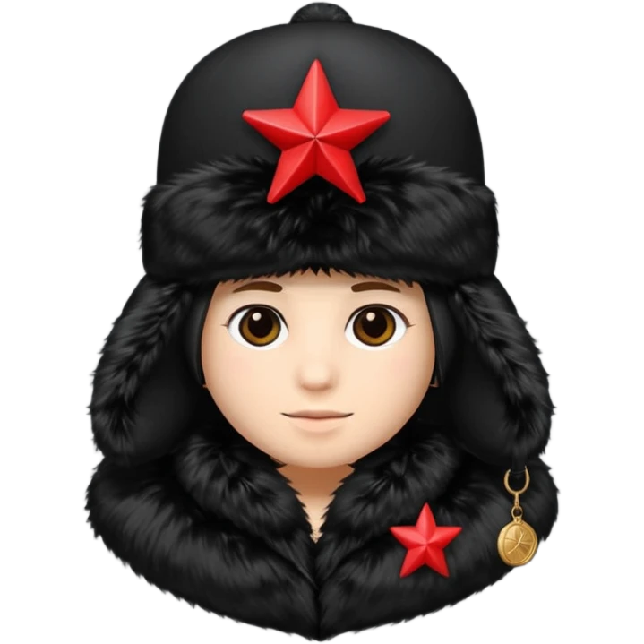 Black ushanka with a red star on it emoji