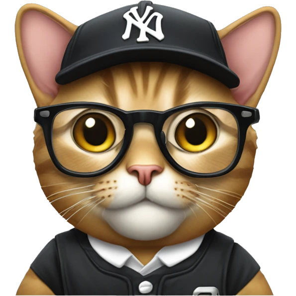 Mulatto umpire presidential young adult cat pfp with sport glasses, eyes gleaming with redemption emoji