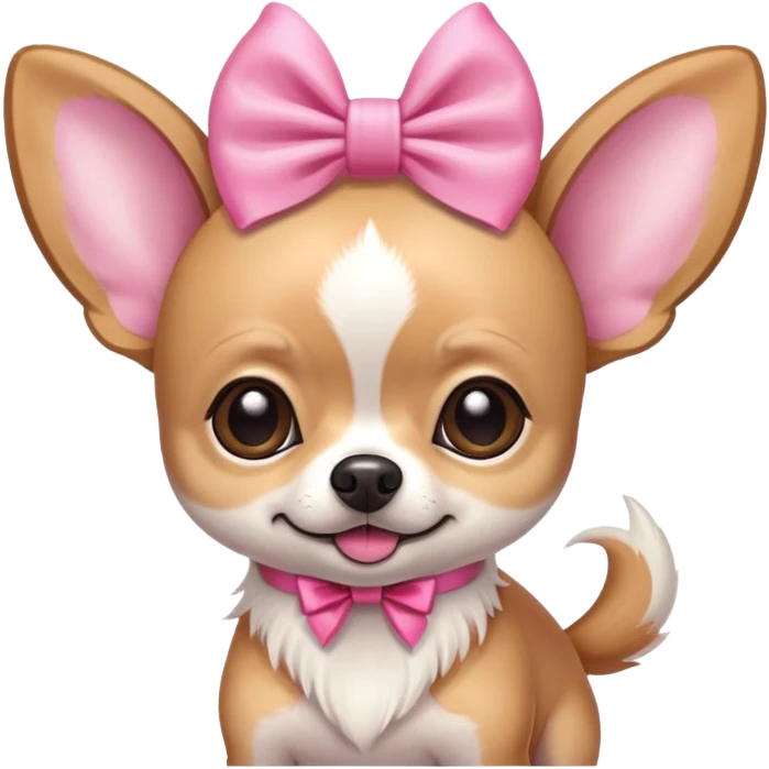 Light chihuahua with big pink bow on head emoji