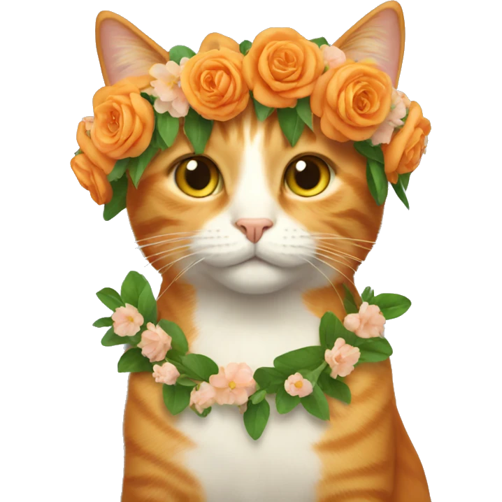 Orange cat with flower crown  emoji