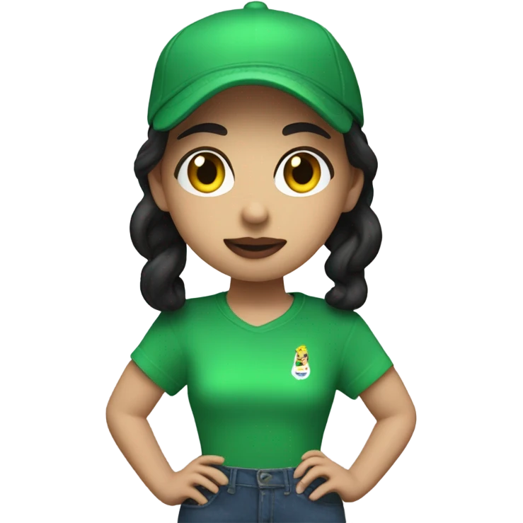 Make a brat inspired emoji that has charli xcx wearing a green brat shirt emoji