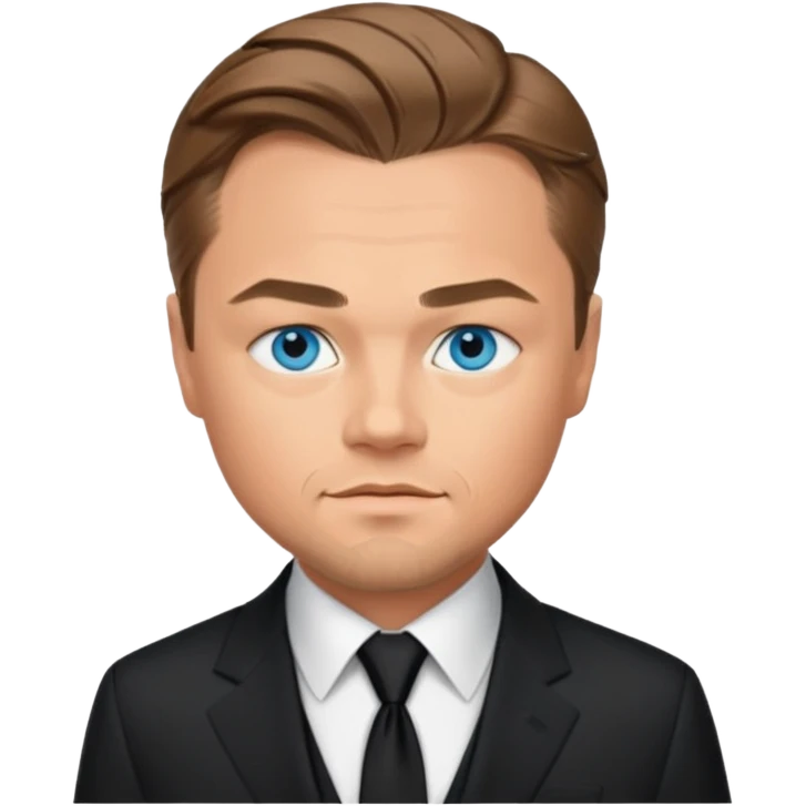 Leonardo DiCaprio with blue eyes, black suit emoji
