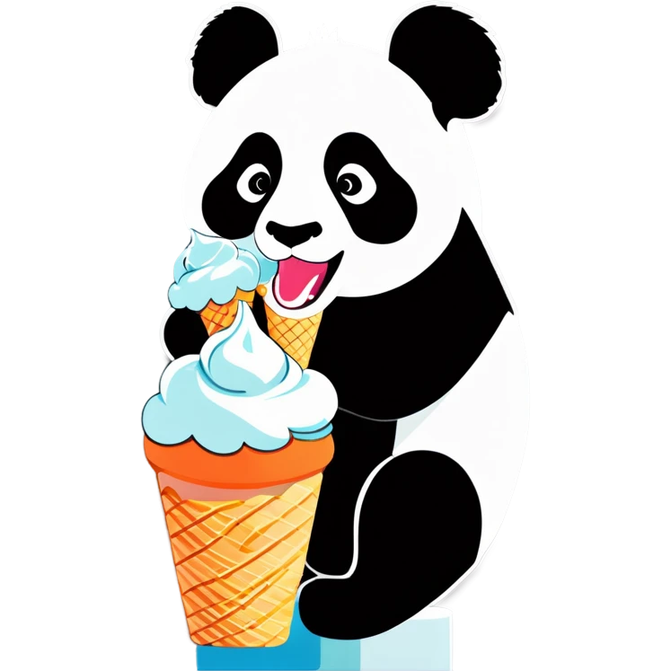 Panda eating ice cream emoji