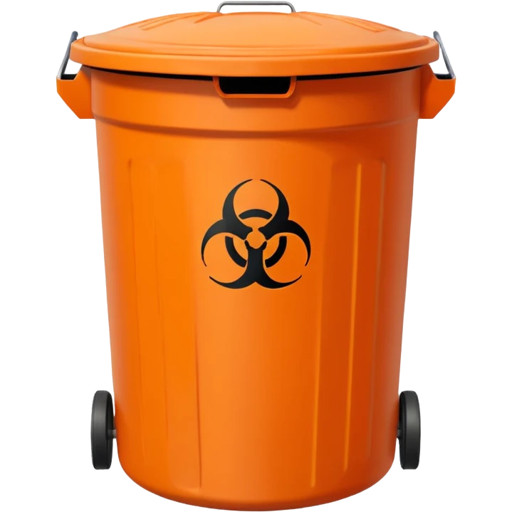 empty orange BIN WITH "HAZARDOUS" WORD IN IT. CORRECT SPELLING PLEASE emoji