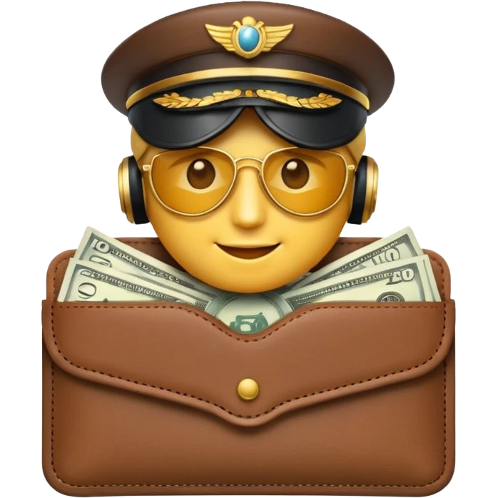 Aviator money emoji, wallet full of cash, casino vibe, premium 3D emoji style, clean, no background
 emoji