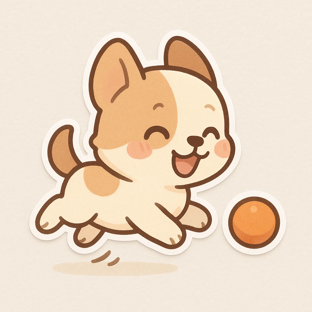 happy dog running after ball emoji