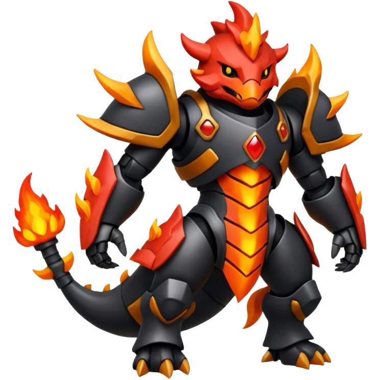 Crocalor-Cyclizar-Coalossal-Pokémon-fusion, full body emoji