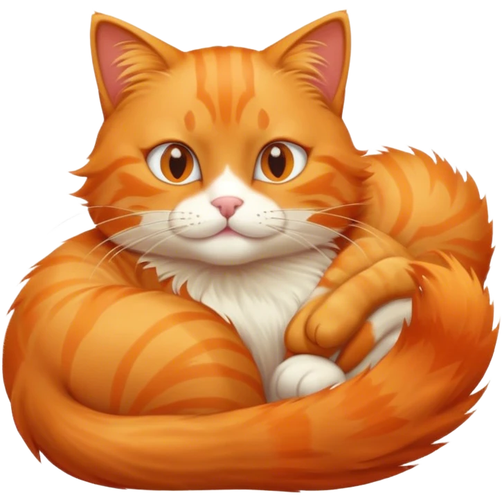 Orange cat clening herself between her legs emoji