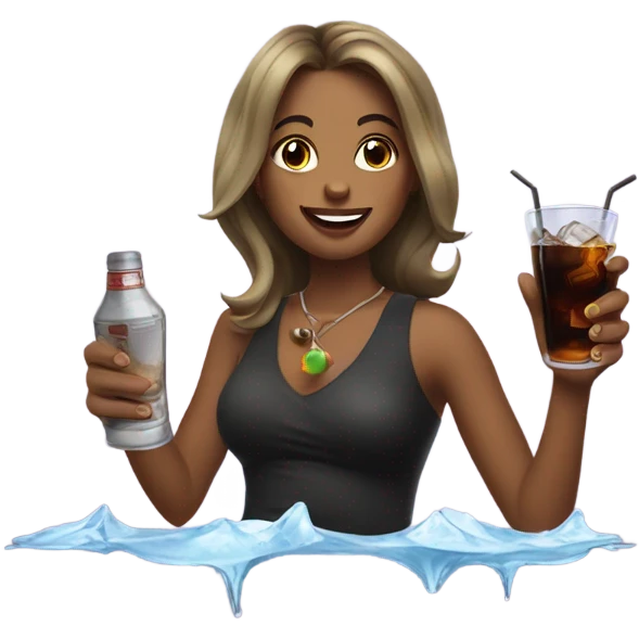 A girl with a icy rum n coke emoji