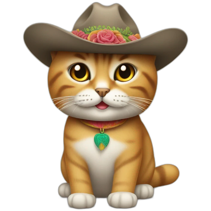 Un chat (l’animal) avec un chapeau mexicain emoji