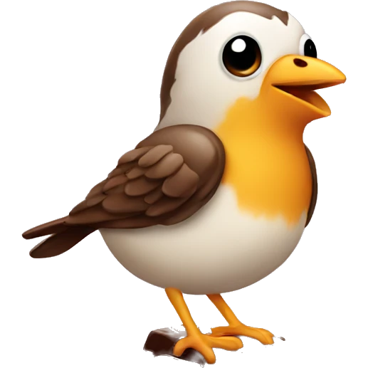 Bird eating chocolate emoji