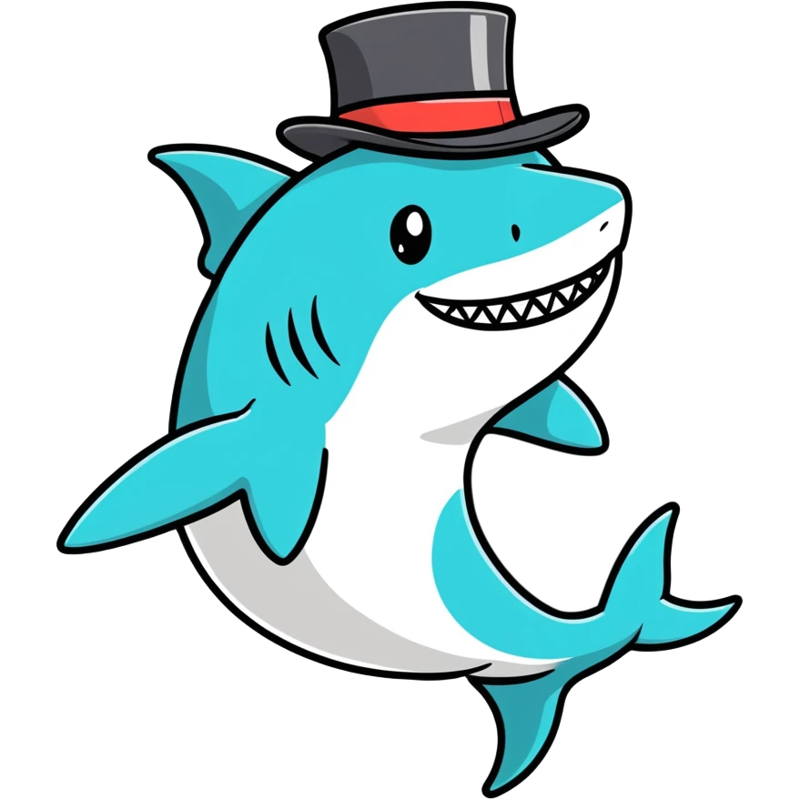 Shark with a top hat emoji