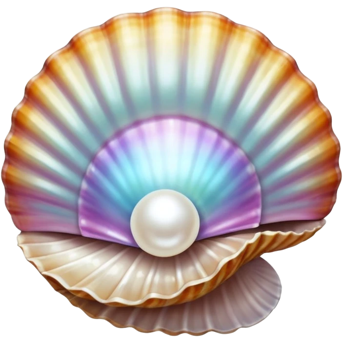 Shimmering pearl inside a glossy seashell emoji