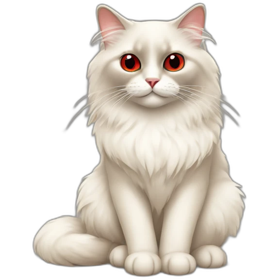 Ragdoll cat with red eyes, sitting on the floor emoji