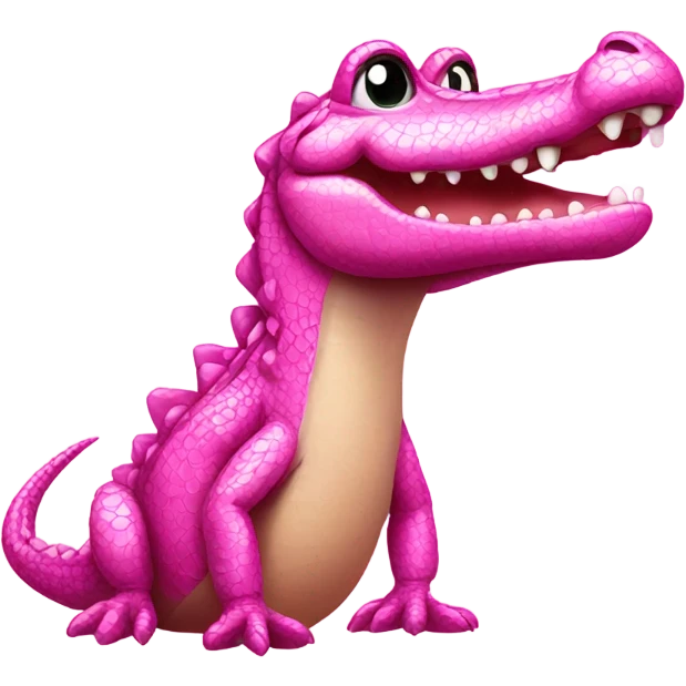 Pink sparkly alligator standing emoji
