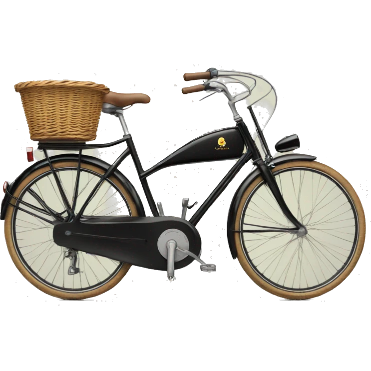 peugeot vintage black bike with front basket  emoji